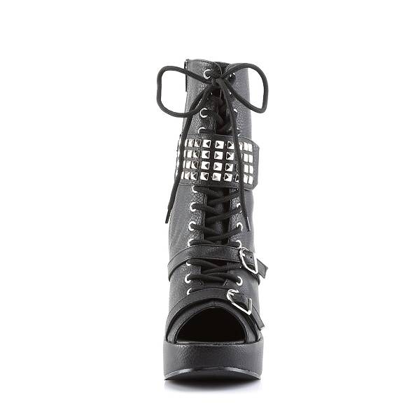 Demonia Bravo-89 Black Vegan Leather Stiefel Herren D519-426 Gothic Keilstiefeletten Schwarz Deutschland SALE